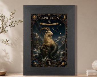 Premium Framed Zodiac Wall Art | Star Signs Collection | Astrology Posters | Celestial Horoscope Prints | Glass Frame