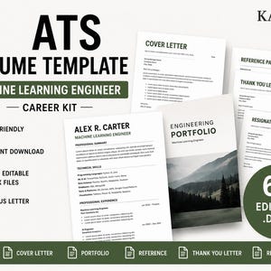 Machine Learning Engineer Resume Template | ATS Friendly AI CV (Word, Google Docs, Canva)