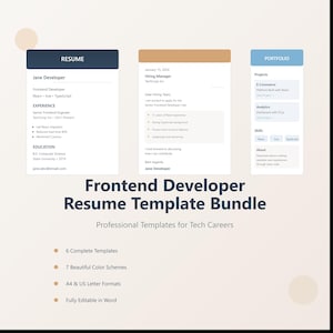 Frontend Developer Resume Template | ATS Friendly, React, UI CV (Word, Google Docs, Canva)