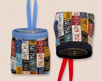 License Plate Motif Handmade Car Trash Bin – Reusable & Convenient