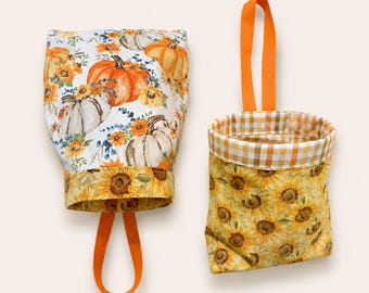 Fall Motif Handmade Car Trash Bin – Reusable & Convenient