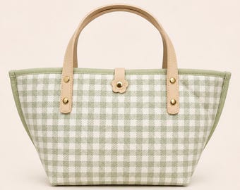 Green and White Checkerboard Everyday Handmade Bag