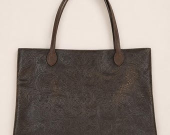 Embossed Faux Leather Tote Bag – Handmade Everyday Carryall