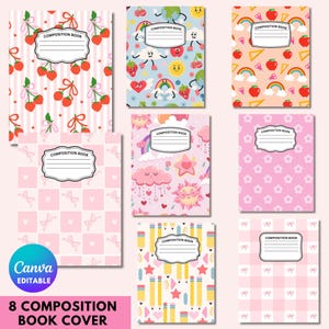 Composition Notebook Covers, Composition Book Cover template, Canva Composition Notebook Designs, Back to School Printable, Digital Download