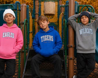 Custom School Mascot Varsity Sweatshirt, Personalized School Name, Team Spirit Crewneck, School Spirit Gift