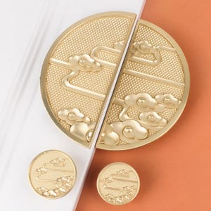 Chinese Cloud Cabinet Pulls Half Moon Dresser Handles, Zinc Alloy Gold Wardrobe Knobs Oriental Home Decor, Housewarming New Home Gift