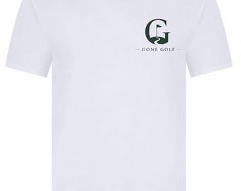 Gone Golf classic white T-shirts with hand-printed lettering