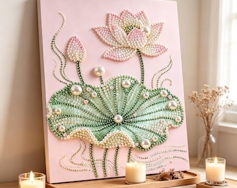 12x16 Pearl Diamond Painting Kit, Flower Building Gem Art Craft