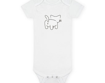 Combinaison chat minimaliste | Body bébé Sketch Kitten, 100 % coton