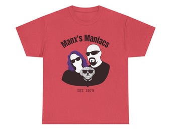Manx's Maniacs/print both sides Unisex Heavy Cotton Tee