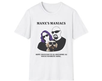 Manx's Maniacs with Charlie Unisex Softstyle T-Shirt print one side.