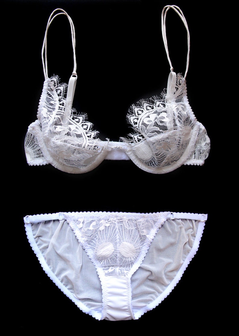 Wedding Intimates Sheer Lace Lingerie Lacey Bra White Etsy