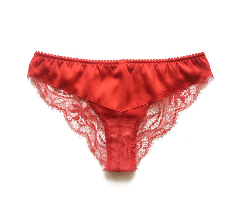 Silk Red Panties Red Lace Panties Lace Brief Lace Tanga Etsy