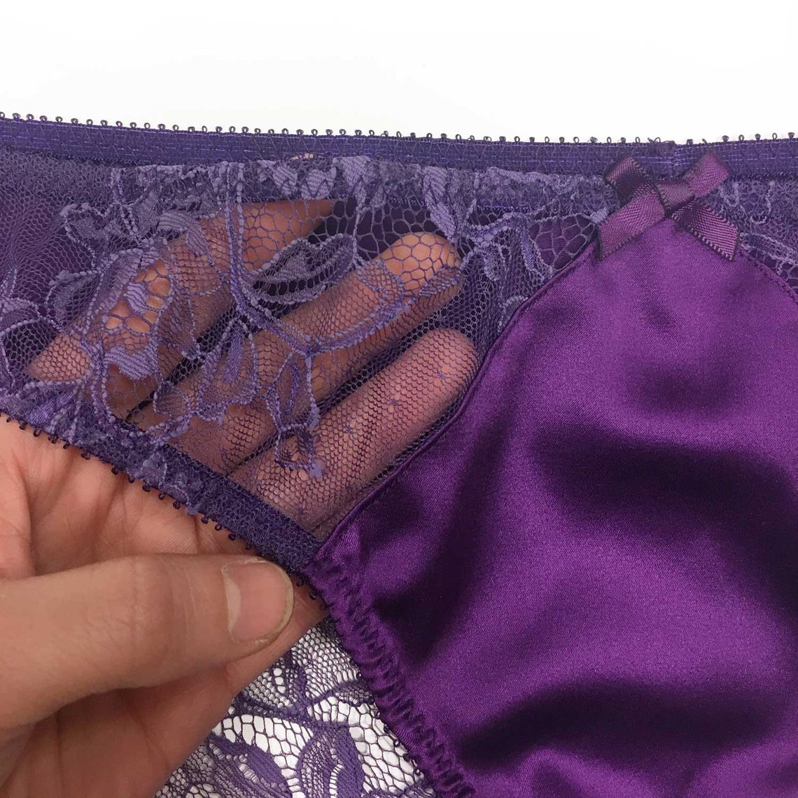 Silk Purple Panties Purple Lace Panties Lace Brief Etsy UK
