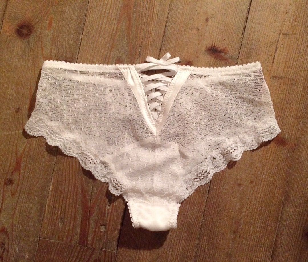 White Lace Sheer Panties French Cut Panties in White Lace Lace Panties
