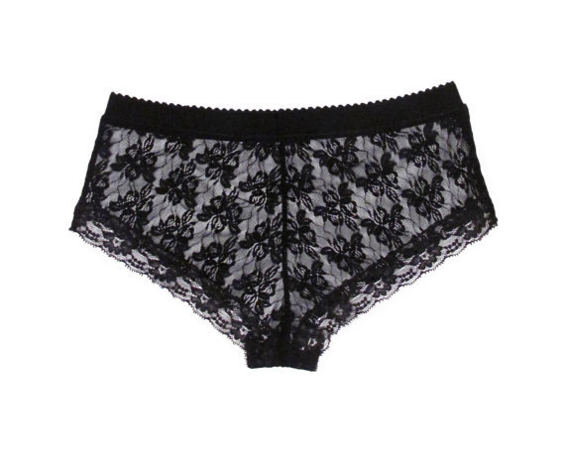 Black Lace Sheer French Cut Panties - Etsy