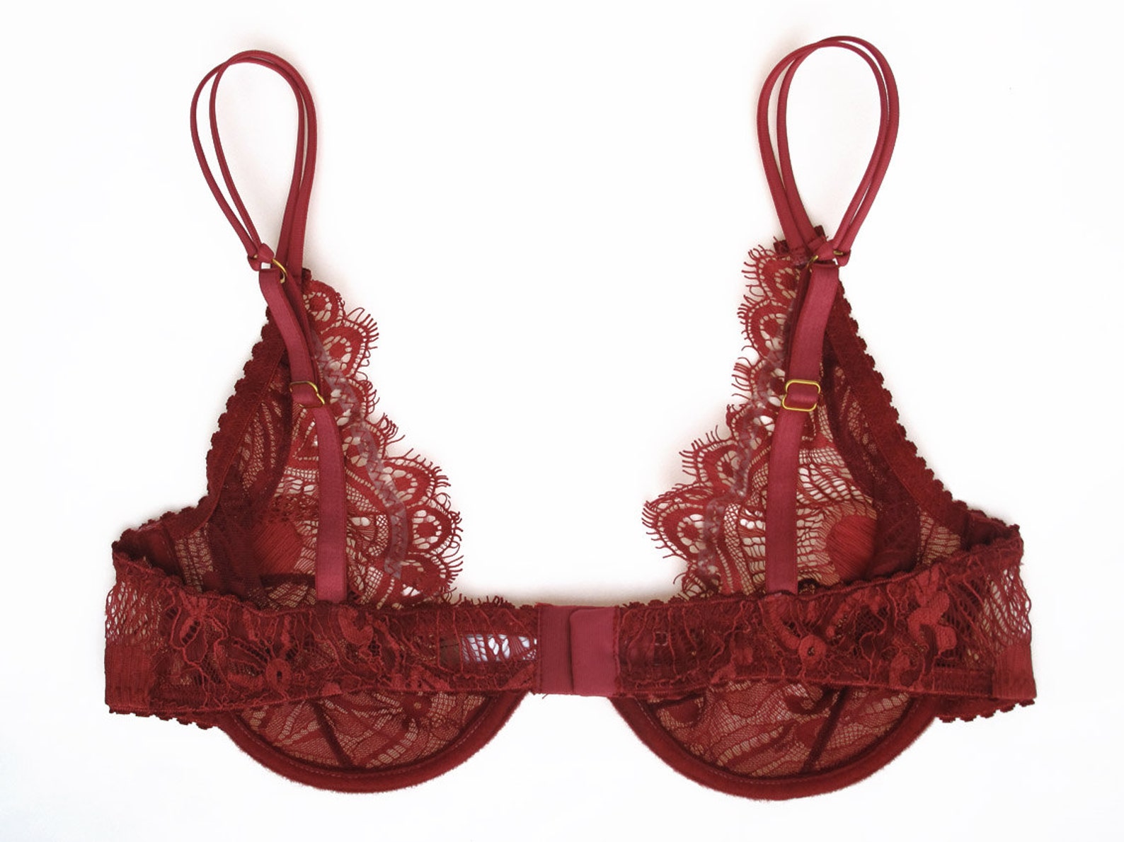 Red Lace Bra - Soft Cup Bra - See-through Bra - Dark Red Lace Bra in
