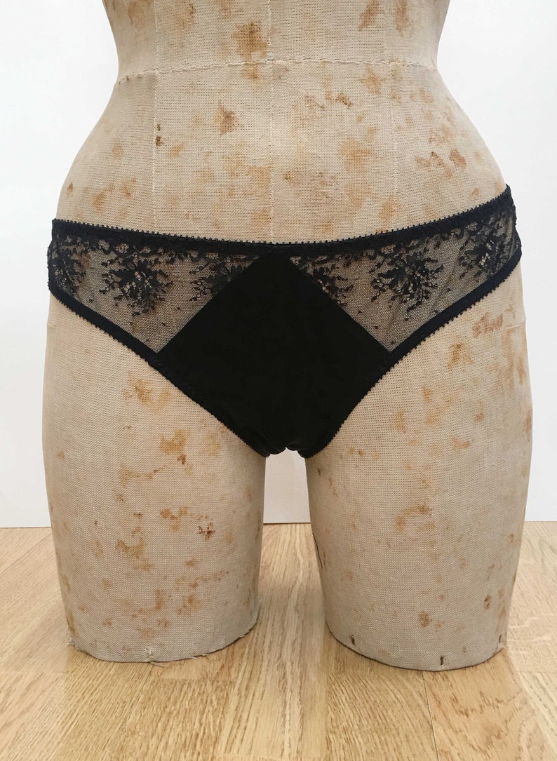 Silk Black Panties Black Lace Panties Lace Brief Lace Tanga Black