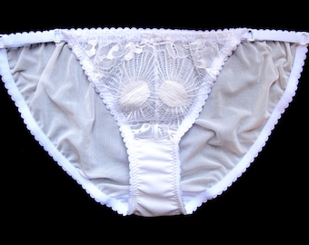 Weiß transparente Höschen - transparente Höschen - Netz Höschen - sexy transparente Dessous - Flitterwochen Geschenkideen -Braut Unterwäsche