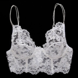 Bridal lace bra in white french calais lace