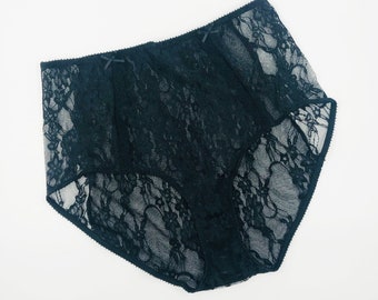 Sheer black retro lace panties - Black retro panties - black panties