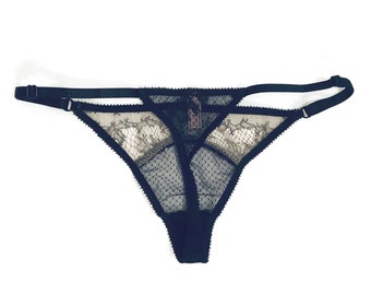 Lacet noir sheer Gstring