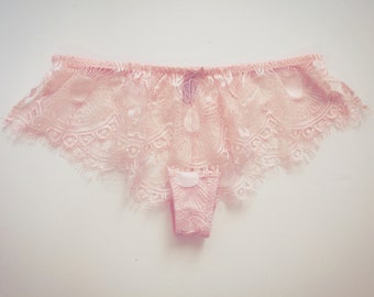 Pink Lace french Knickers - Pink panties - Pink lace short