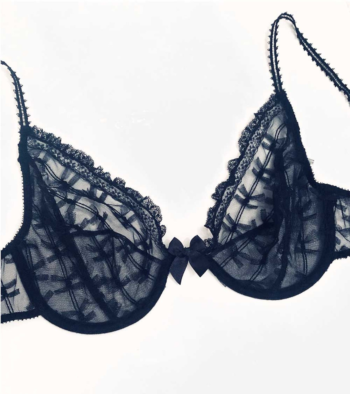 Sheer Black Lace Bra Soft Cup Bra See-through Bra Lace - Etsy