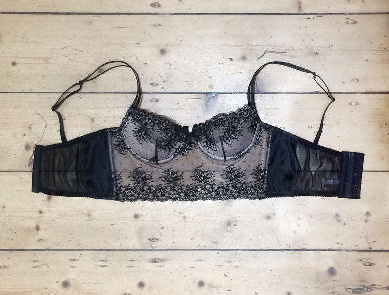 Lace Bra in Black French Lace and Silk Longline Bralette - Etsy