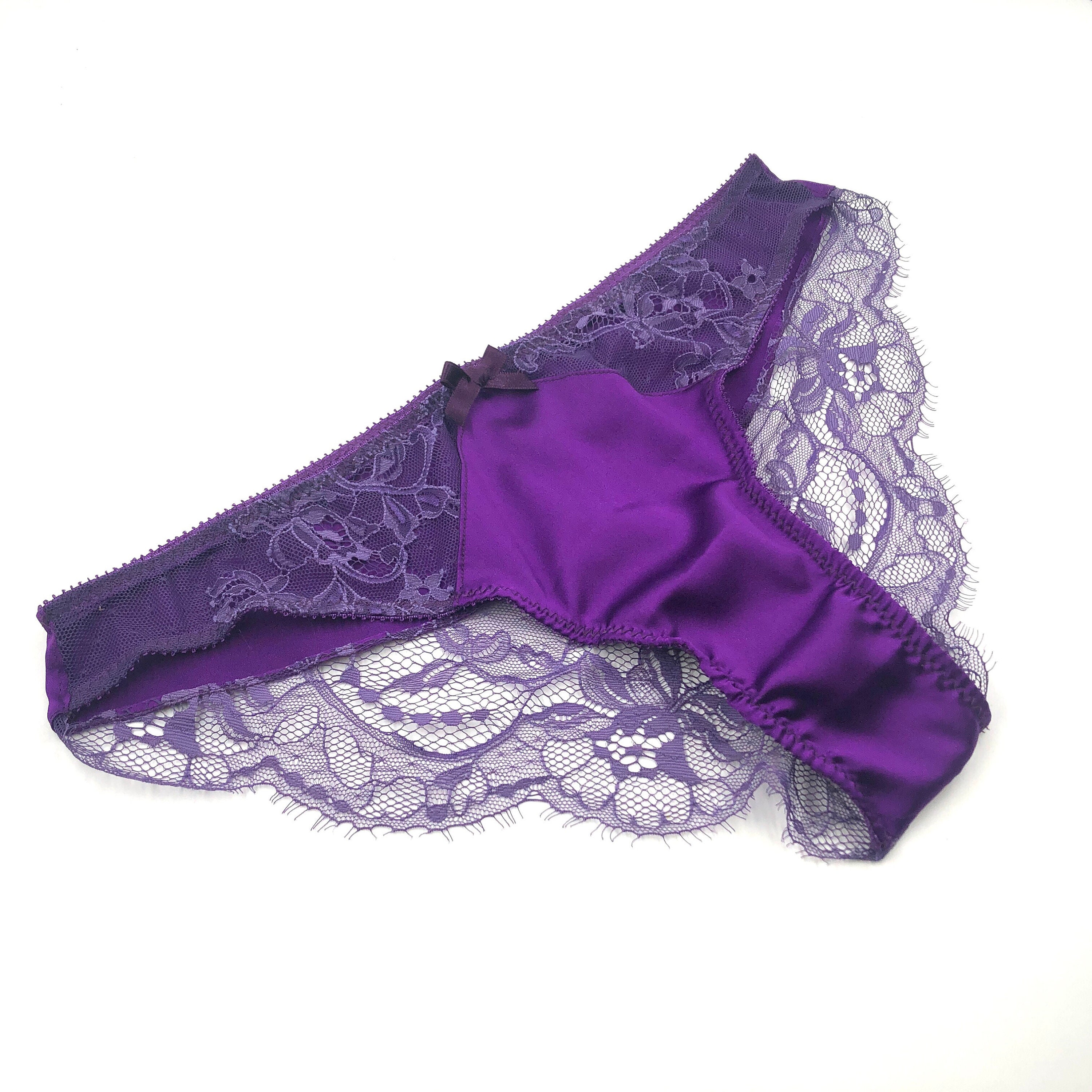 Silk Purple panties - Purple lace panties - Lace brief