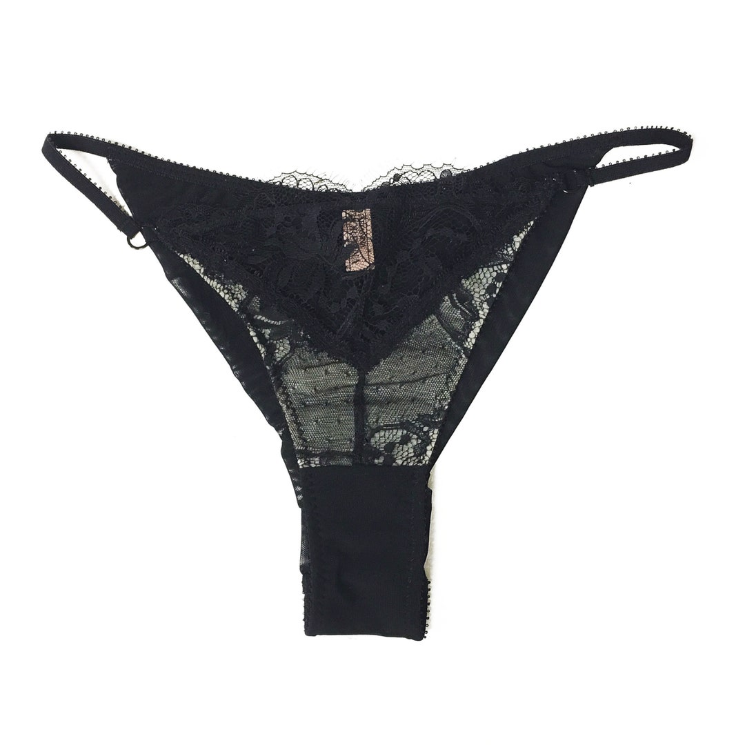 Black Leavers Lace Panties Sheer Tanga - Etsy