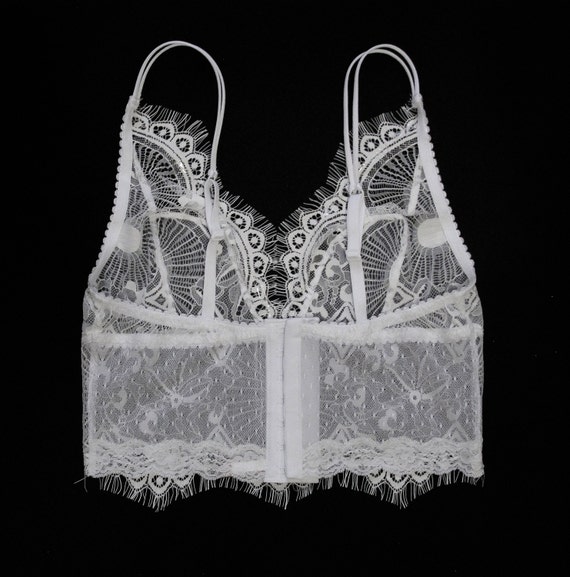 Wedding Bralette White Chantilly Lace Bra Top Bridal Bralette Soft