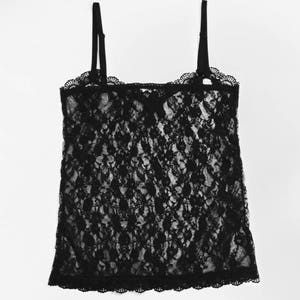 Black tank top in stretch lace