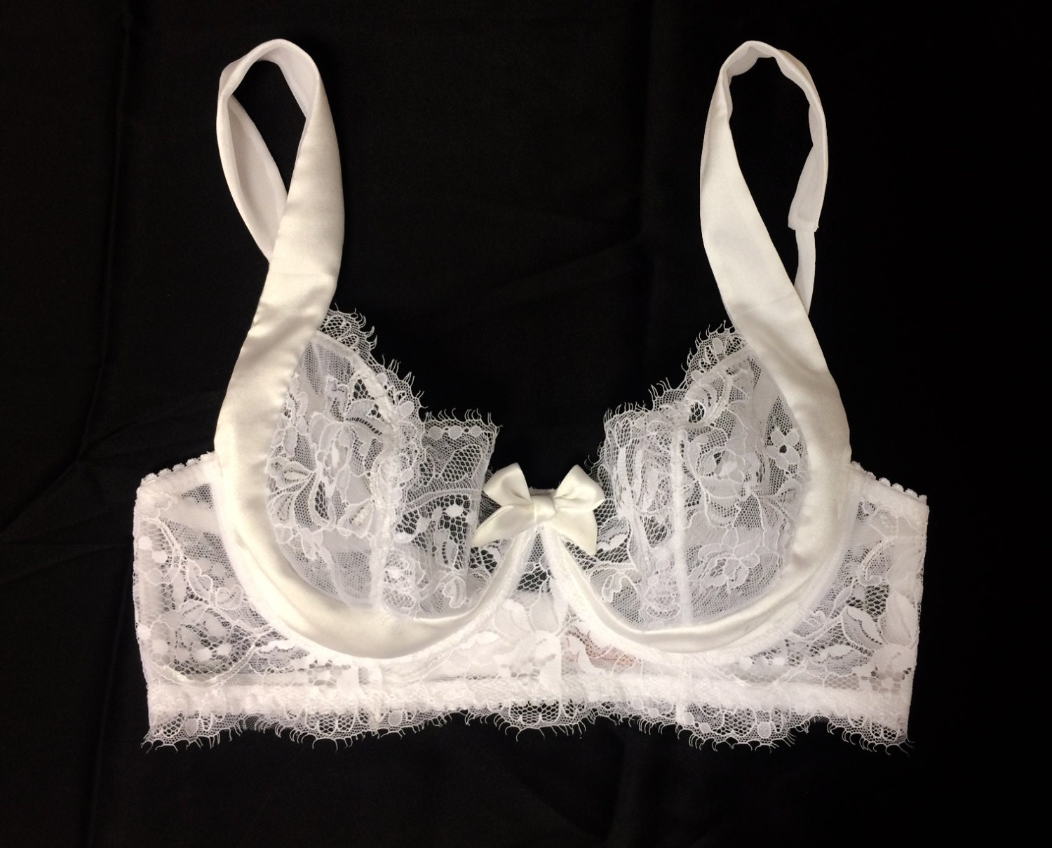 White Lace Bra Bridal Bra Lace Bra Silk Lingerie White Bra Lace Bra in White  Chantilly Lace and Silk 