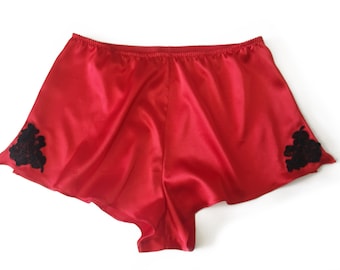 Red silk knickers - Satin panties - Silk and Lace Panties - High waist panties - cute panties