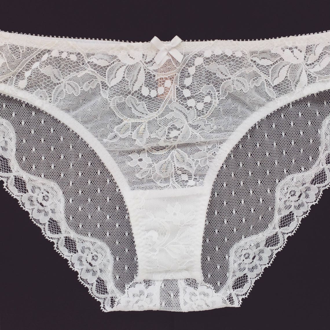 Bride Panties Lace Panties White Lace Sheer Panties See Through Lingerie Sexy Panties Sheer