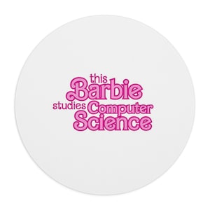 This Barbie Studies Computer Science mouse pad | pink retro text, coder desk accessory