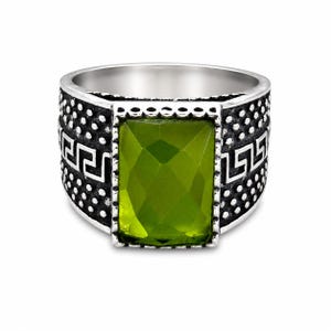 Green Peridot Ring - 925 Silver Jewelry Ring | Handmade Gemstone Jewelry, Men's Statement Ring