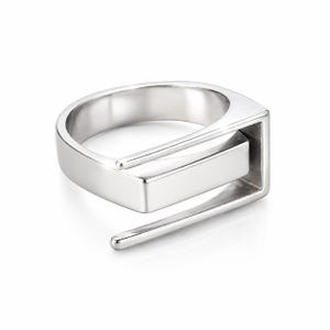 Adjustable Geometric Ring, 925 Sterling Silver Handmade Rectangle Architectural Ring