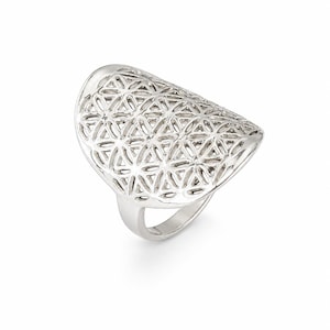 925 Sterling Silver Flower Life Of Ring, Handmade Boho Geometry Statement Ring, Mandala Jewelry