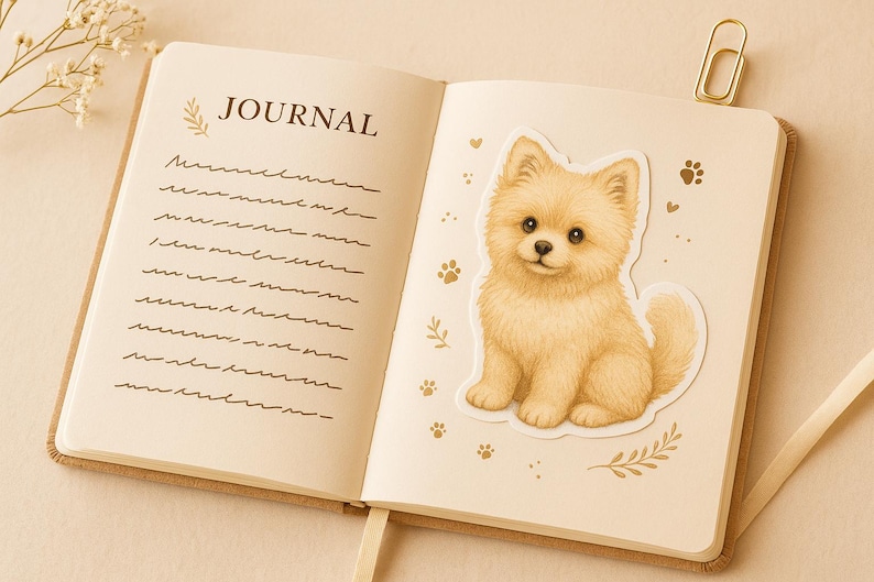 Pomapoo Complete Bundle | Sitting + Lying + Sticker Sheet | Printable Dog Sticker Set image 2