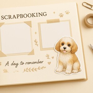 Paquete completo Cavapoo / Sentado + Acostado + Hoja de pegatinas / Juego de pegatinas imprimibles para perros imagen 4