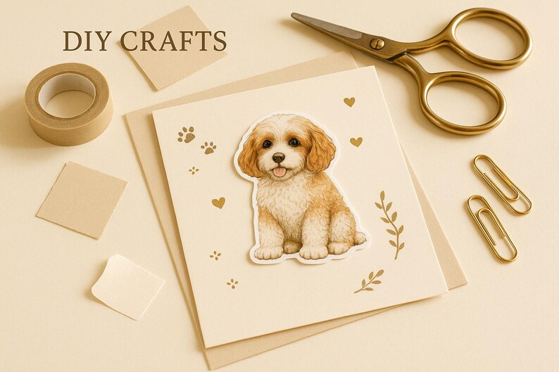 Paquete completo Cavapoo / Sentado + Acostado + Hoja de pegatinas / Juego de pegatinas imprimibles para perros imagen 7
