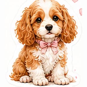 Cavapoo Sitting Sticker | Mix Breed Dog Watercolor Art | Printable Phone Case Download