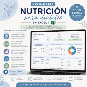 Programa Nutricional para Diabetes en Excel | Cálculo de Calorías, Porciones SMAE, Menú y Seguimiento