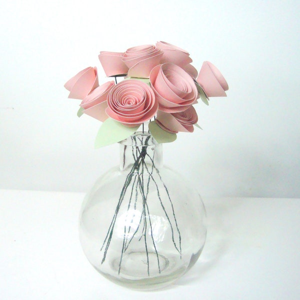Paper Roses, Pastel Pink: Set of 12 - Easter, Shabby Chic, Cottage, Home Decor, Handmade