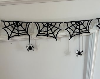Spider Web Garland, Black Cardstock, Halloween Party Decoration