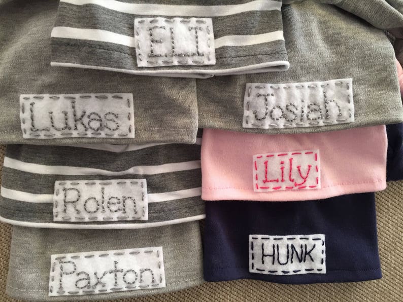 Personalized Newborn Striped Baby Top Knot Hat With Name Gray Etsy