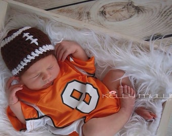 Football newborn hat, beanie, cap ,Crochet Baby football hat, Newborn Photo Prop