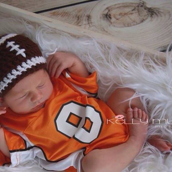Football newborn hat, beanie, cap ,Crochet Baby football hat, Newborn Photo Prop